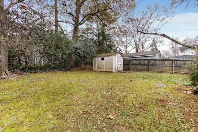 view of yard featuring a shed