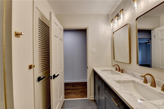 bathroom featuring vanity and tile patterned flooring