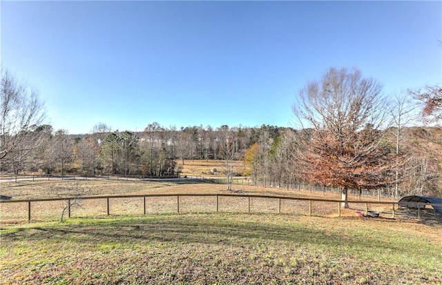 view of yard with a rural view