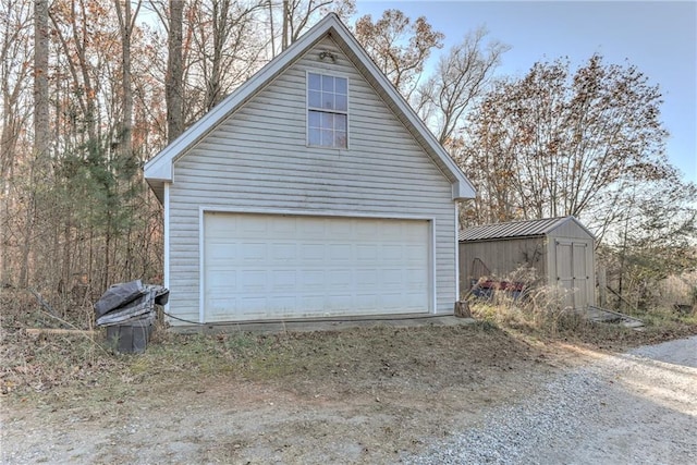 view of detached garage