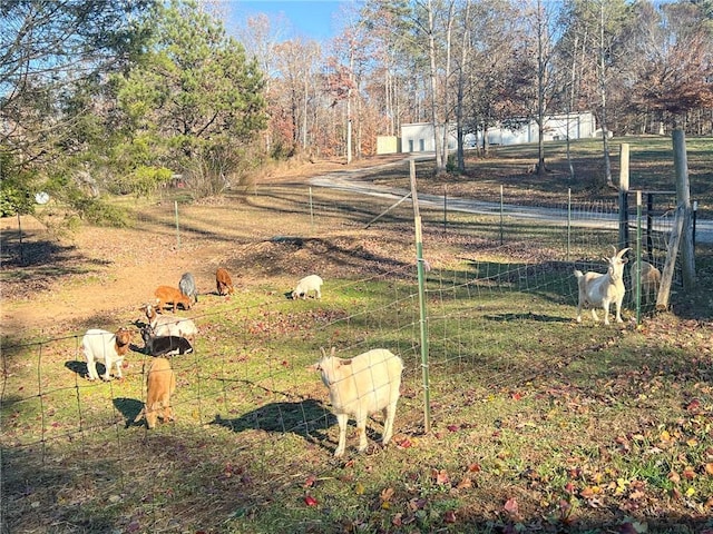 view of yard with fence and a view of countryside