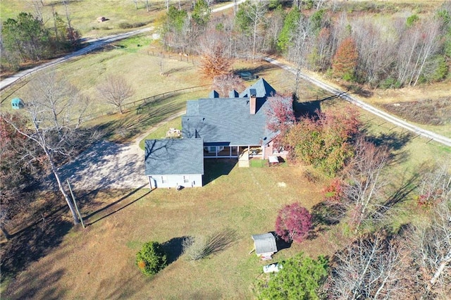 aerial view featuring a rural view