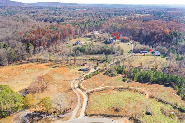 aerial view with a rural view