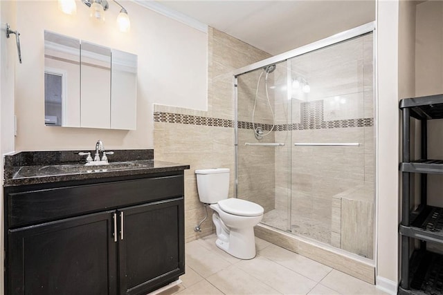 157 Spur Ln, Hiram, GA 30141 - full bath with toilet, vanity, tile patterned floors, and a stall shower