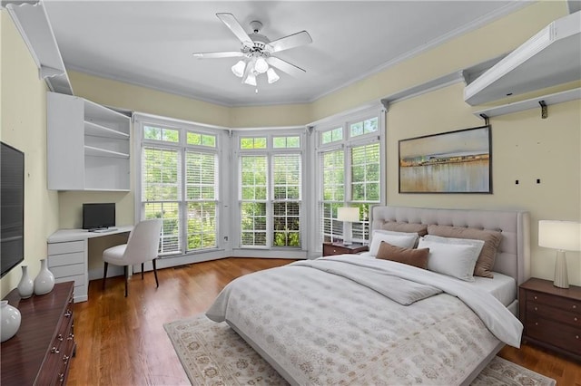 11569 Finley St, Suwanee, GA 30024 - bedroom with wood finished floors, ornamental molding, and a ceiling fan