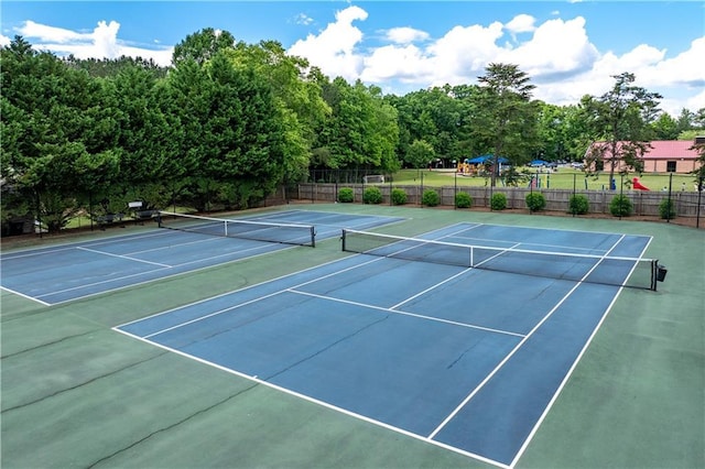 11569 Finley St, Suwanee, GA 30024 - view of tennis court with community basketball court and fence