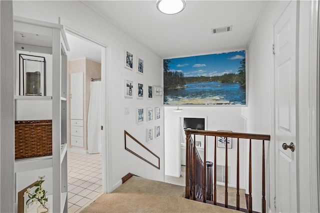 2621 Pass Cir, Gainesville, GA 30506 - hall with an upstairs landing and tile patterned flooring