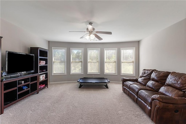 5240 Bristlecone Pine Way, Cumming, GA 30040 - living area with a ceiling fan, healthy amount of natural light, and carpet flooring