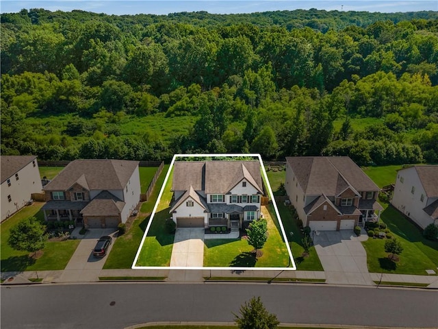 5240 Bristlecone Pine Way, Cumming, GA 30040 - aerial view of residential area featuring property boundaries highlighted