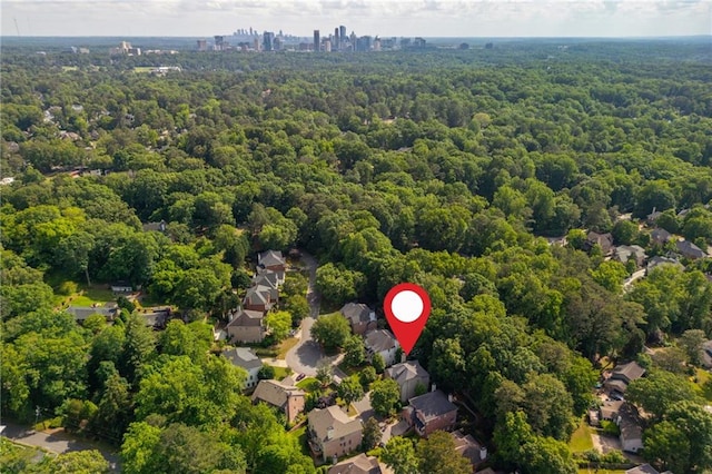 bird's eye view of a heavily wooded area
