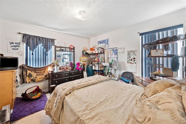 bedroom with a textured ceiling