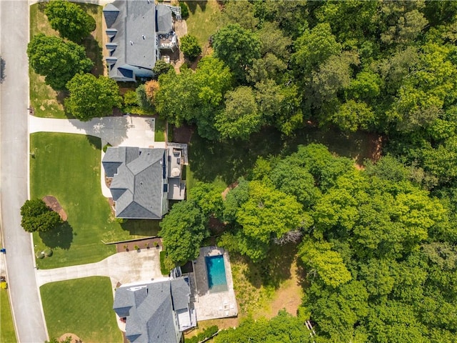 aerial view of a pool area