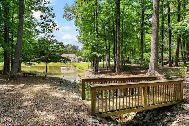 view of property's community with a water view