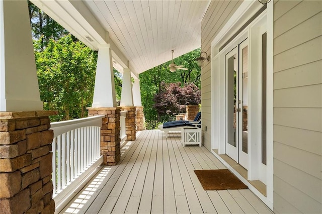deck with covered porch