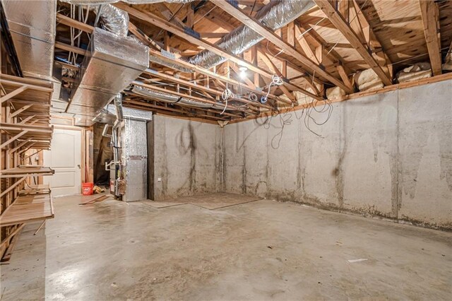 basement with heating unit