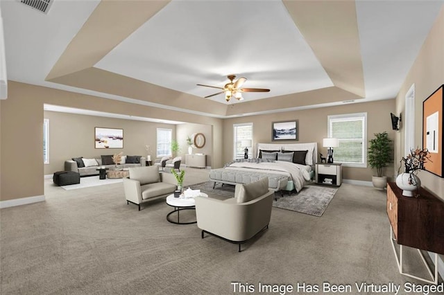 4499 Bellemeade Dr, Douglasville, GA 30135 - bedroom with carpet, a raised ceiling, and multiple windows