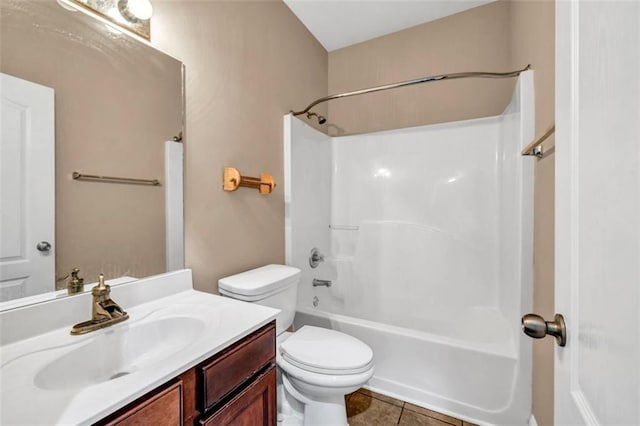 4499 Bellemeade Dr, Douglasville, GA 30135 - full bath featuring tile patterned floors, shower / bathtub combination, vanity, and toilet