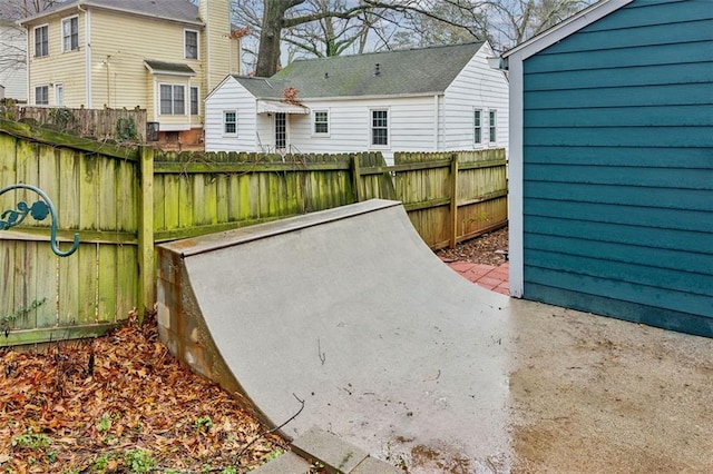 view of entry to storm shelter