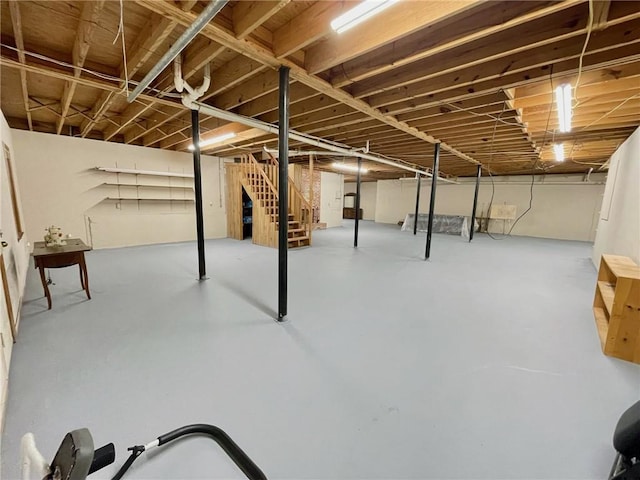 unfinished below grade area with stairs