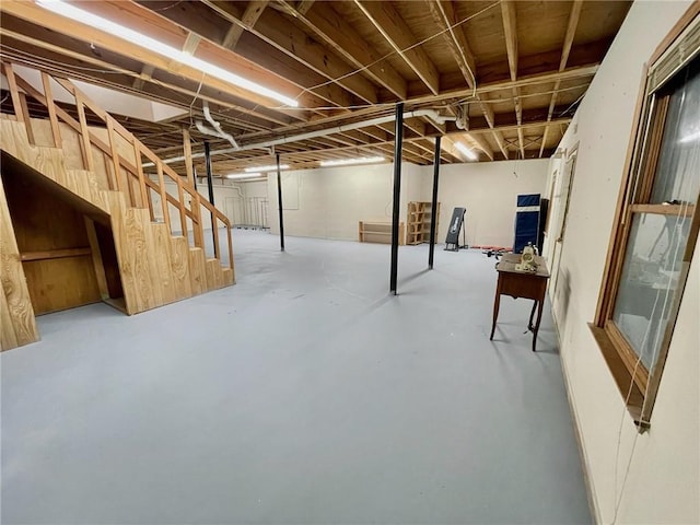 below grade area featuring stairway