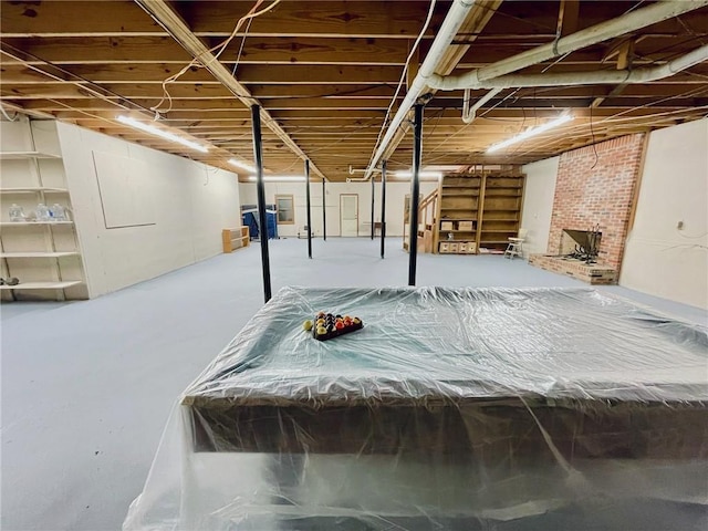 view of unfinished basement