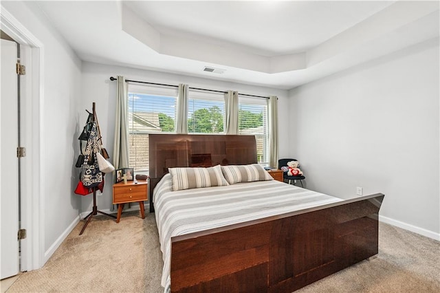 350 Provenance Dr, Atlanta, GA 30328 - bedroom featuring light carpet and a raised ceiling
