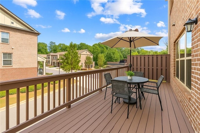 350 Provenance Dr, Atlanta, GA 30328 - wooden terrace featuring outdoor dining area and a residential view