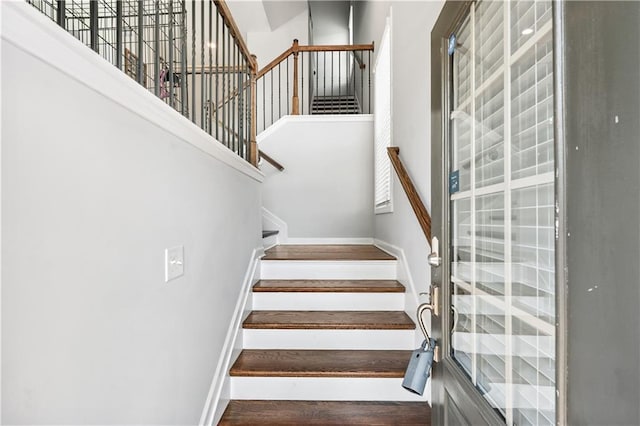 350 Provenance Dr, Atlanta, GA 30328 - stairs with a high ceiling and wood finished floors