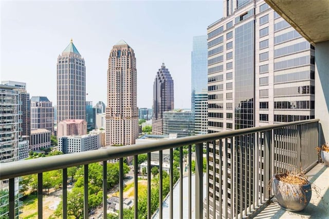 balcony featuring a city view