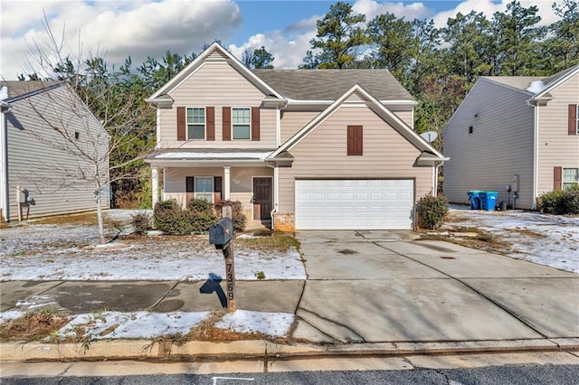 view of front of house with a garage