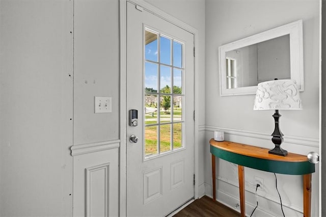 560 Vandenburg Dr, Villa Rica, GA 30180 - doorway with dark wood-type flooring