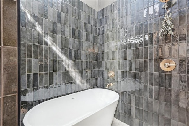 1290 Nervi Mews NW, Atlanta, GA 30318 - full bathroom with tile walls and a freestanding bath