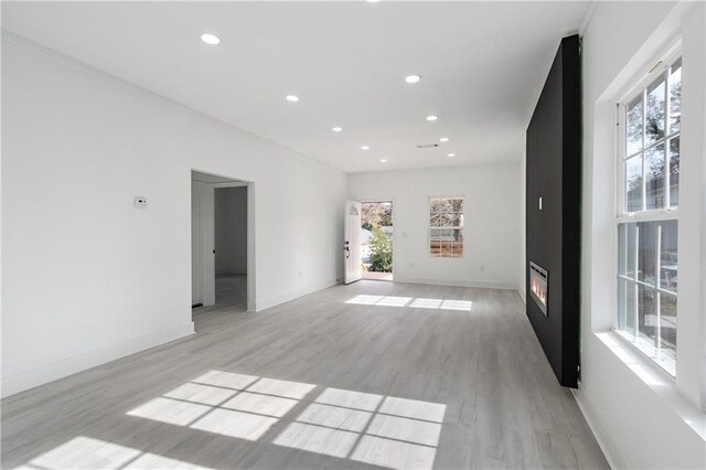 1097 Hubbard St SW, Atlanta, GA 30310 - empty room featuring a fireplace, light hardwood / wood-style floors, and a wealth of natural light