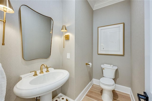 5651 Old Wilkie Rd, Gainesville, GA 30506 - bathroom featuring ornamental molding and wood finished floors
