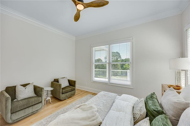 5651 Old Wilkie Rd, Gainesville, GA 30506 - bedroom with ornamental molding, light wood finished floors, and a ceiling fan