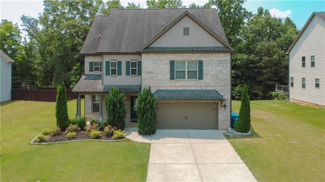 810 Pressing Dr, Alpharetta, GA 30004 - view of front of house with brick siding, driveway, an attached garage, and roof with shingles