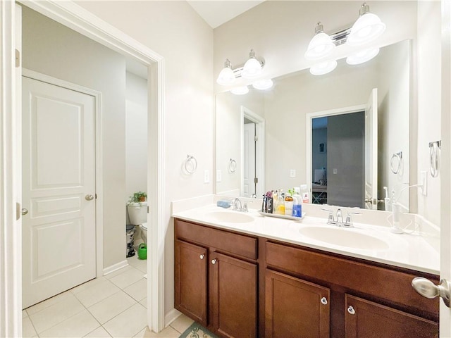 810 Pressing Dr, Alpharetta, GA 30004 - full bathroom with tile patterned flooring, double vanity, and toilet