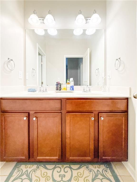 810 Pressing Dr, Alpharetta, GA 30004 - full bathroom with double vanity and tile patterned flooring