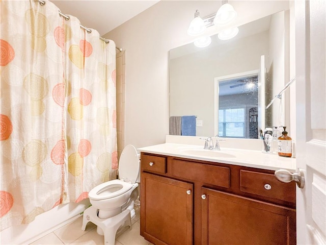 810 Pressing Dr, Alpharetta, GA 30004 - full bathroom with tile patterned floors, vanity, toilet, and shower / bath combo