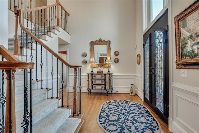 entrance foyer with light hardwood / wood-style floors