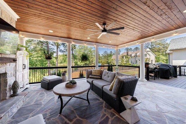 1530 Redd Rd, Milton, GA 30004 - view of patio with a fireplace