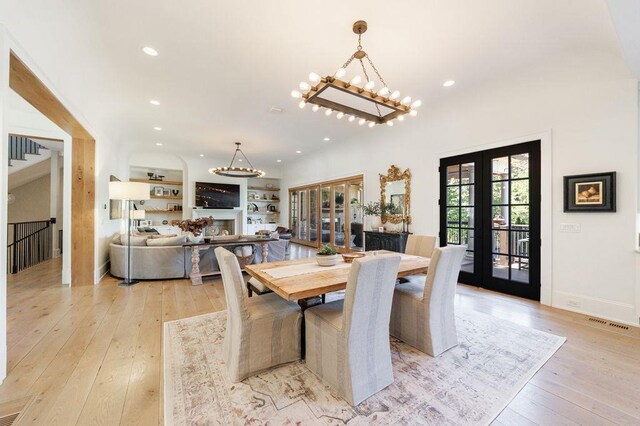 1530 Redd Rd, Milton, GA 30004 - dining area featuring recessed lighting, french doors, visible vents, and light wood-style flooring