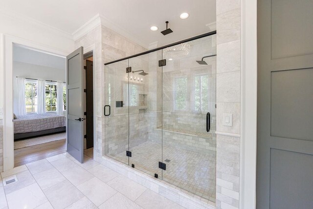 1530 Redd Rd, Milton, GA 30004 - bathroom with two vanities, crown molding, and a sink