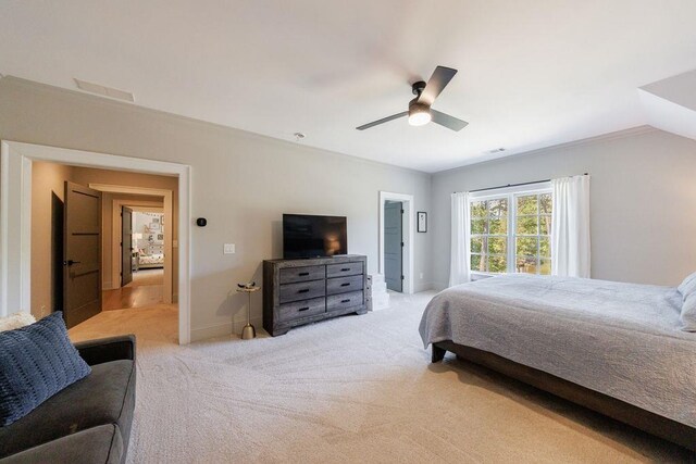 1530 Redd Rd, Milton, GA 30004 - bedroom featuring light colored carpet, ceiling fan, baseboards, and visible vents
