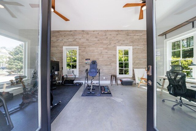 1530 Redd Rd, Milton, GA 30004 - exercise area with a ceiling fan