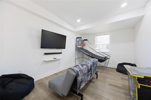 interior space with light hardwood / wood-style flooring