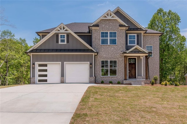 6073 Rockingham Way, Gainesville, GA 30506 - craftsman inspired home featuring brick siding, an attached garage, driveway, and a front yard
