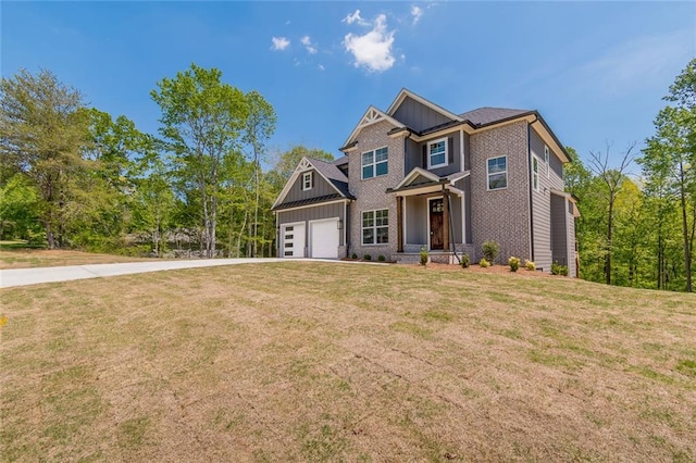 6073 Rockingham Way, Gainesville, GA 30506 - craftsman-style house with board and batten siding, an attached garage, driveway, and a front yard