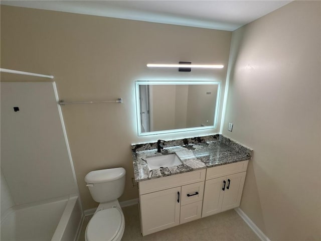 923 Prestwyck Ct, Alpharetta, GA 30004 - bathroom featuring vanity, toilet, baseboards, and tile patterned floors