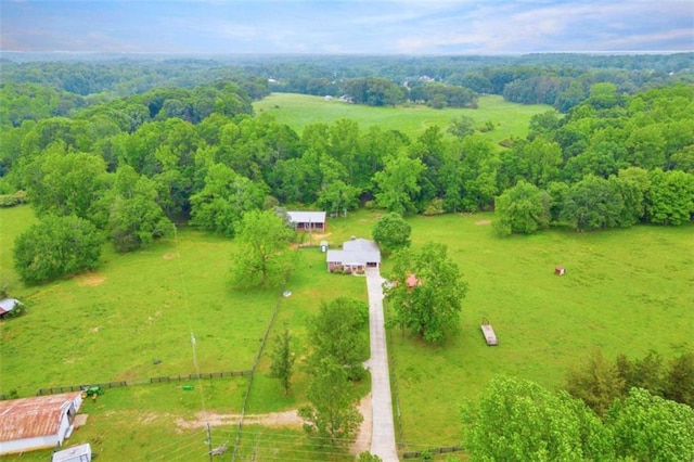 aerial view featuring a rural view